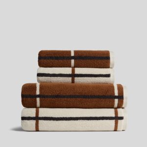 2+2 Organic Plush Bath Bundle - Bone Windowpane
