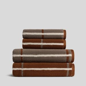 2+2 Organic Plush Bath Bundle - Tobacco Windowpane