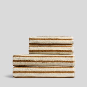 2+2 Organic Resort Stripe Bath Bundle - Butter with Honey