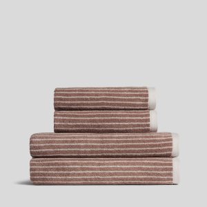 2+2 Pinstripe Bath Bundle -Adobe and Alabaster