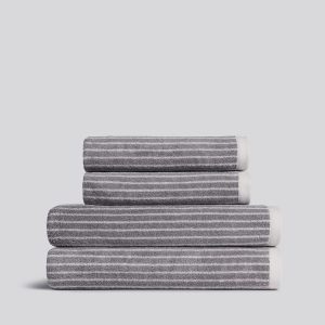 2+2 Pinstripe Bath Bundle - Pebble and Dove