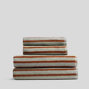 2+2 Organic Resort Stripe Bath Bundle -  Sage with Russet