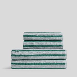 2+2 Organic Resort Stripe Bath Bundle - Sky with Malachite