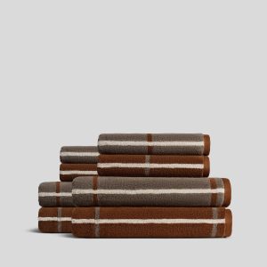 4+4 Organic Plush Bath Bundle - Tobacco Windowpane