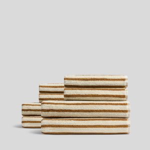 4+4 Organic Resort Stripe Bath Bundle - Butter with Honey