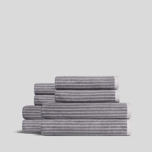 4+4 Pinstripe Bath Bundle - Pebble and Dove