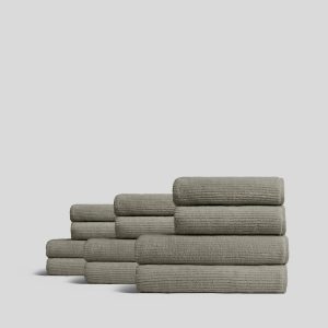 6+6 Soft Rib Bath Bundle - Moss