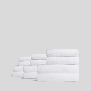 6+6 Soft Rib Bath Bundle - White