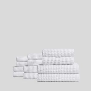 6+6 Waffle Bath Bundle - White