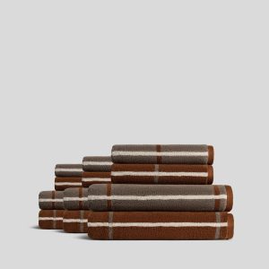6+6 Organic Plush Bath Bundle - Tobacco Windowpane