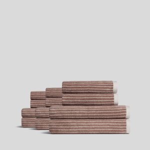 6+6 Pinstripe Bath Bundle - Adobe and Alabaster