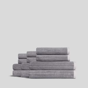 6+6 Pinstripe Bath Bundle -Pebble and Dove
