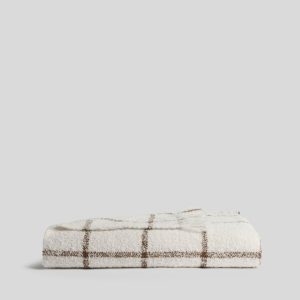 Alpaca Boucle Windowpane Throw - FINAL SALE (Cream with Tobacco)
