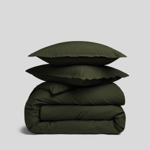 Brushed Cotton Duvet Cover Set - Evergreen F/Q
