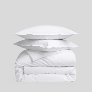 Brushed Cotton Duvet Cover Set - White TW/XL