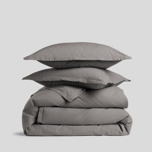 Brushed Cotton Duvet Cover Set - Pebble TW/XL