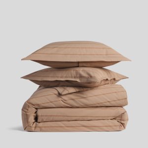 Brushed Cotton Duvet Cover Set - Adobe Stripe F/Q