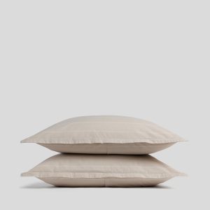 Brushed Cotton Sham Set (Bone Stripe)