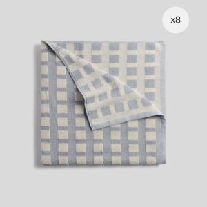 8x Capri Check Towel Bundle - Sky with Natural