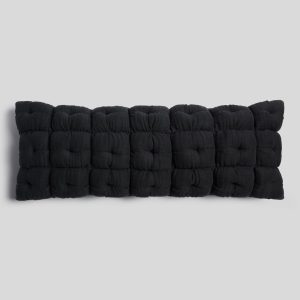 Cloud Linen Puff Lumbar Pillow Cover - FINAL SALE (Soft Black)
