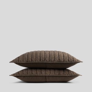 Garment Dyed Channel Sham Set - FINAL SALE (Warm Grey)