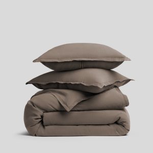 Linen Tencel Duvet Cover Set - Warm Grey K/CK