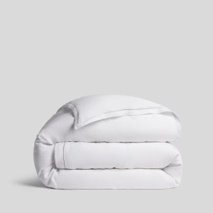 Linen Tencel Duvet Cover - FINAL SALE (White with Black)