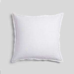 Linen Tencel Euro Sham - FINAL SALE (White with Black)