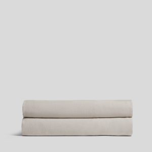 Linen Tencel Fitted Sheet - FINAL SALE (Bone with Canyon)