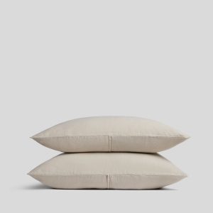 Linen Tencel Pillowcase Set - FINAL SALE (Bone with Canyon)