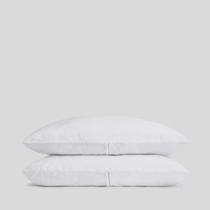 Linen Tencel Pillowcase Set - FINAL SALE (White with Black)