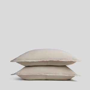 Linen Tencel Sham Set - FINAL SALE (Bone with Canyon)