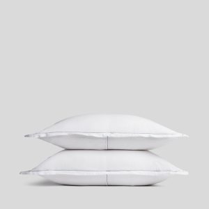 Linen Tencel Sham Set - FINAL SALE (White with Black)