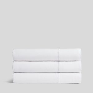Linen Tencel Top Sheet - FINAL SALE (White with Black)
