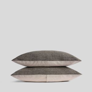 Honeycomb Sham Set - FINAL SALE (Soft Black and Natural)