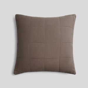 Linen Box Quilted Euro Sham (Warm Grey)