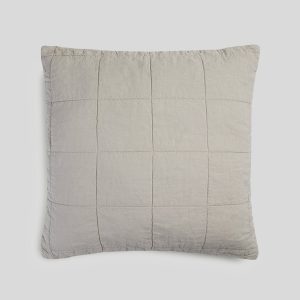 Linen Box Quilted Euro Sham (Bone)