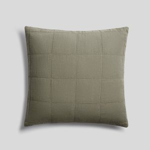 Linen Box Quilted Euro Sham (Moss)