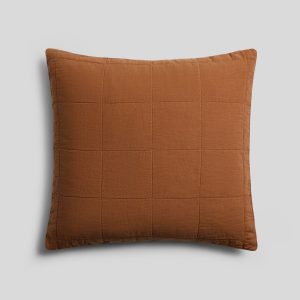 Linen Box Quilted Euro Sham (Tobacco)