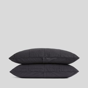 Linen Box Quilted Sham Set (Coal)