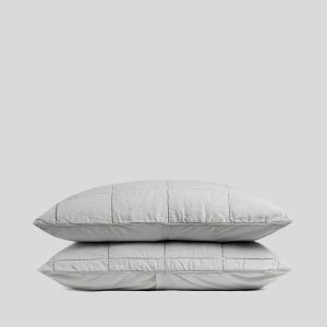 Linen Box Quilted Sham Set - FINAL SALE (Fog)