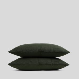 Linen Box Quilted Sham Set (Evergreen)
