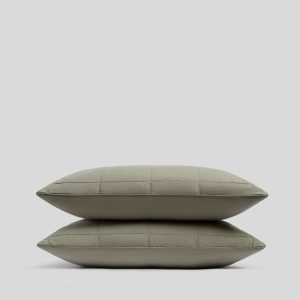 Linen Box Quilted Sham Set (Moss)
