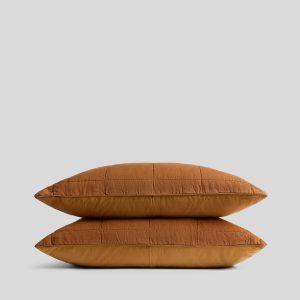 Linen Box Quilted Sham Set (Tobacco)