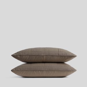 Linen Box Quilted Sham Set (Warm Grey)