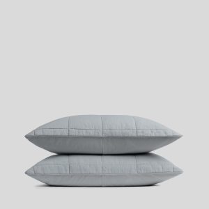 Linen Box Quilted Sham Set (Sky)