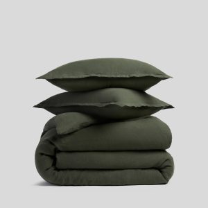 Linen Duvet Cover Set - Evergreen F/Q