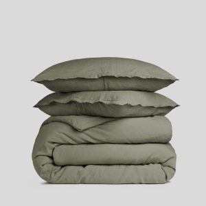 Linen Duvet Cover Set - Moss F/Q