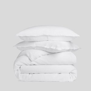 Linen Duvet Cover Set - White F/Q