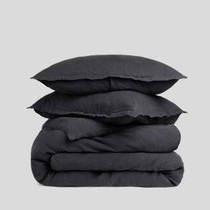 Linen Duvet Cover Set - Coal F/Q